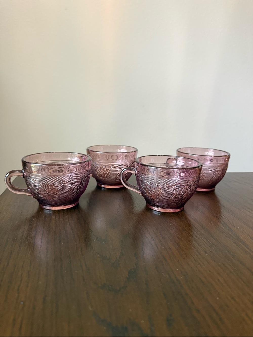 Vintage Tiara Sandwich Glass Plum Amethyst Coffee Punch Cup Indiana Glass⁠ Set 4